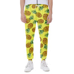Pastel Yellow Pineapple Pattern Print Scuba Joggers