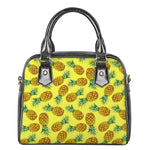 Pastel Yellow Pineapple Pattern Print Shoulder Handbag