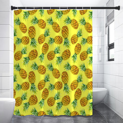 Pastel Yellow Pineapple Pattern Print Shower Curtain