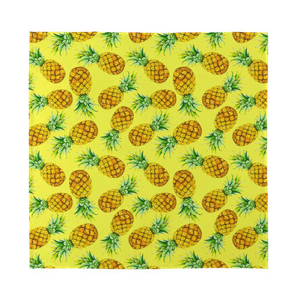 Pastel Yellow Pineapple Pattern Print Silk Bandana