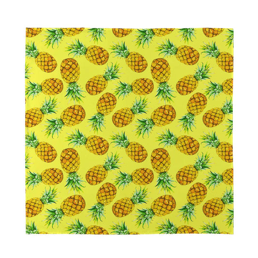 Pastel Yellow Pineapple Pattern Print Silk Bandana
