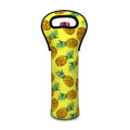 Pastel Yellow Pineapple Pattern Print Single Neoprene Wine Tote
