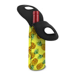 Pastel Yellow Pineapple Pattern Print Single Neoprene Wine Tote
