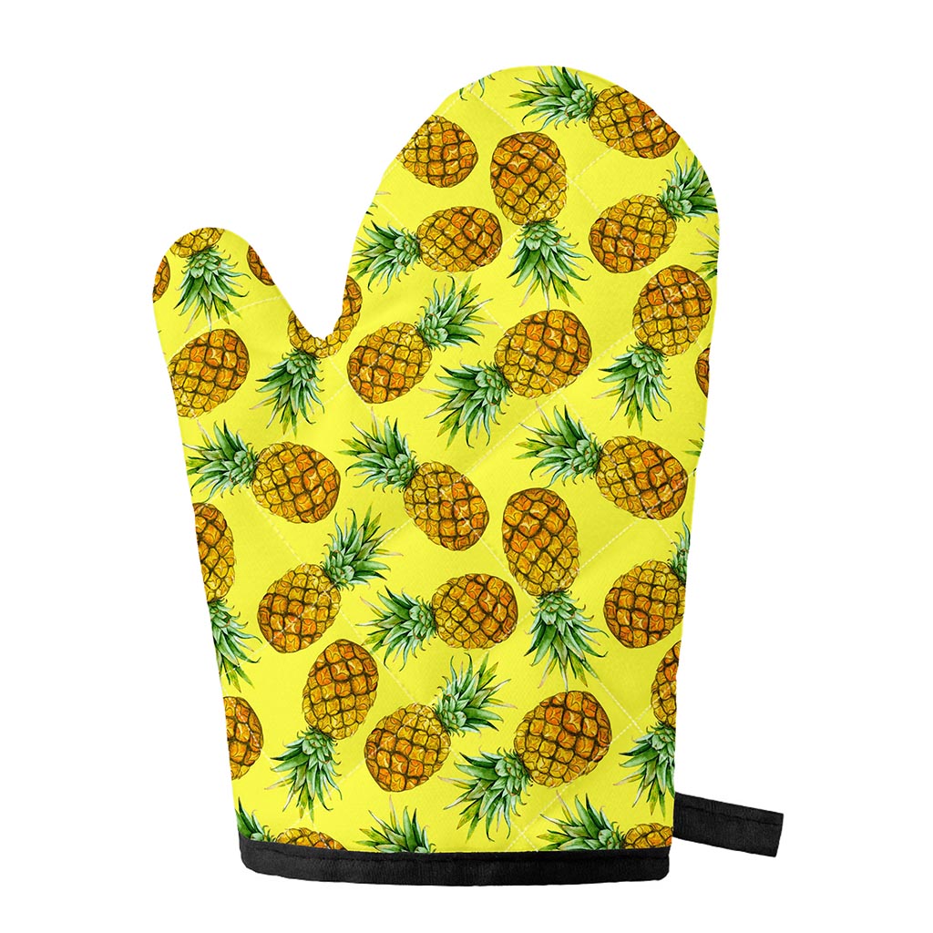 Pastel Yellow Pineapple Pattern Print Single Oven Mitt