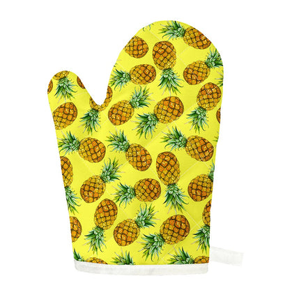 Pastel Yellow Pineapple Pattern Print Single Oven Mitt
