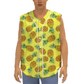 Pastel Yellow Pineapple Pattern Print Sleeveless Baseball Jersey