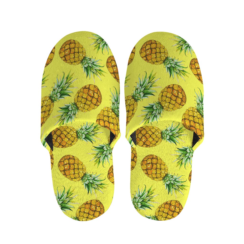Pastel Yellow Pineapple Pattern Print Slippers