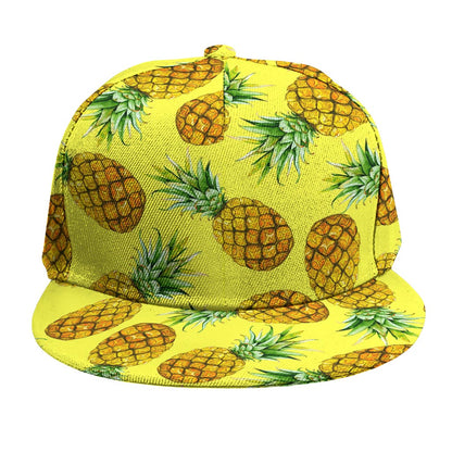 Pastel Yellow Pineapple Pattern Print Snapback Cap