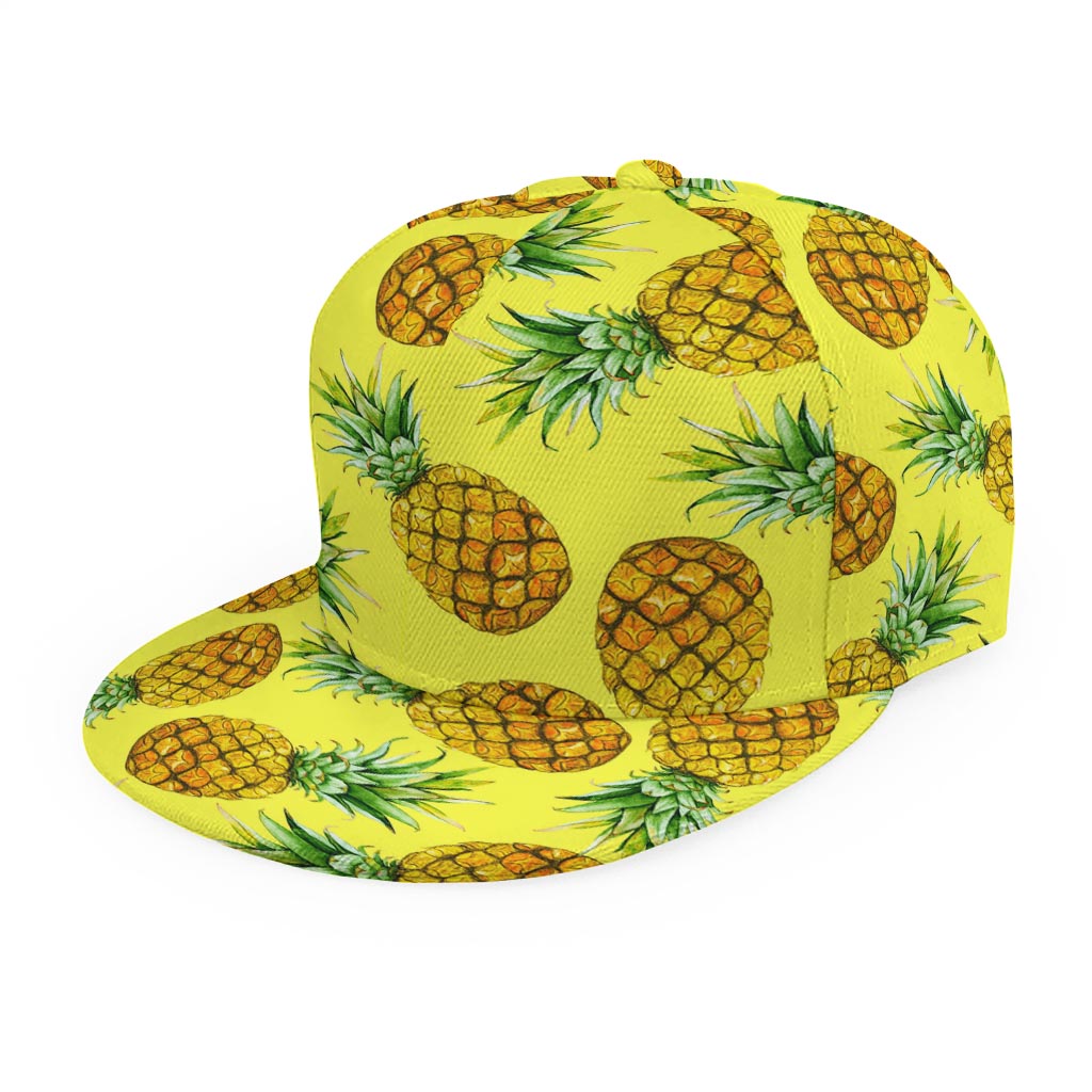 Pastel Yellow Pineapple Pattern Print Snapback Cap