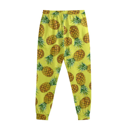 Pastel Yellow Pineapple Pattern Print Sweatpants