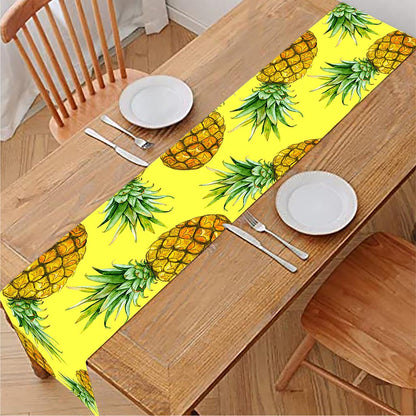 Pastel Yellow Pineapple Pattern Print Table Runner