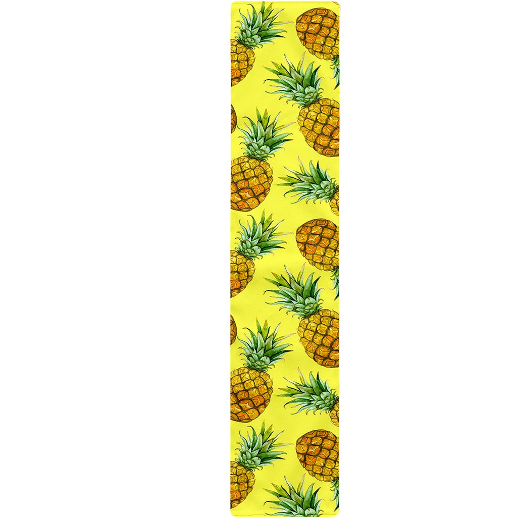 Pastel Yellow Pineapple Pattern Print Table Runner