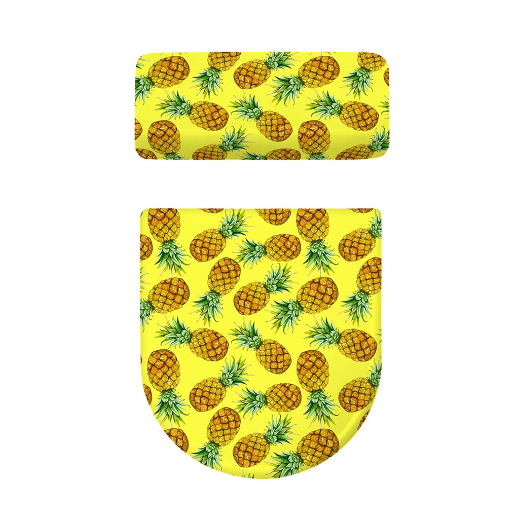 Pastel Yellow Pineapple Pattern Print Toilet Lid And Tank Cover Set