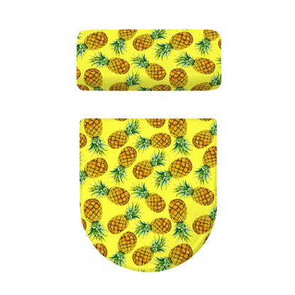Pastel Yellow Pineapple Pattern Print Toilet Lid And Tank Cover Set