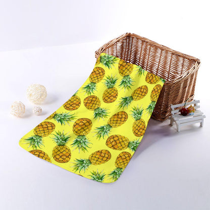 Pastel Yellow Pineapple Pattern Print Towel