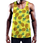 Pastel Yellow Pineapple Pattern Print Training Tank Top