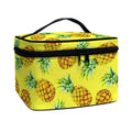 Pastel Yellow Pineapple Pattern Print Travel Makeup Bag