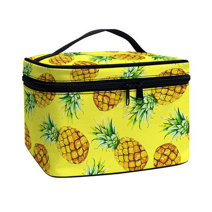 Pastel Yellow Pineapple Pattern Print Travel Makeup Bag