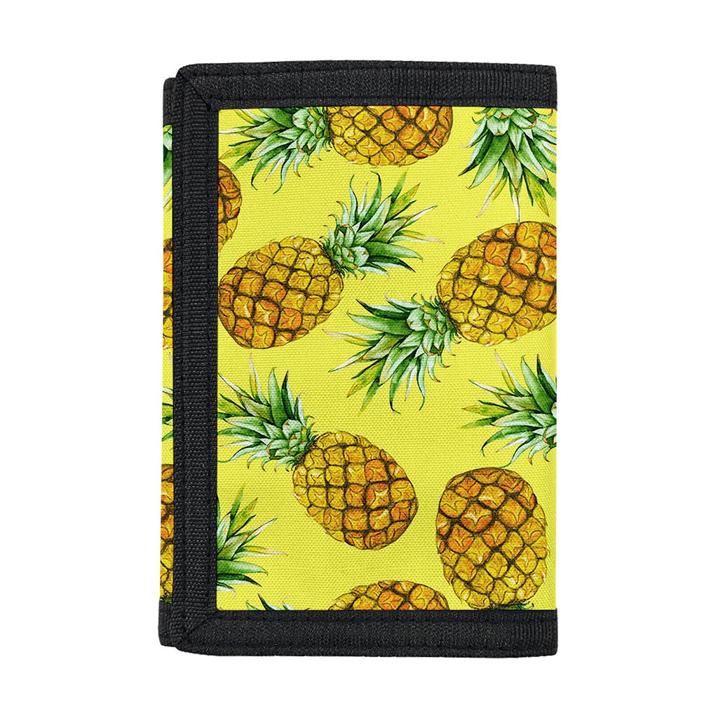 Pastel Yellow Pineapple Pattern Print Trifold Wallet