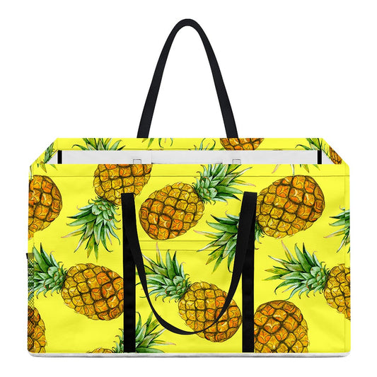 Pastel Yellow Pineapple Pattern Print Utility Tote Bag