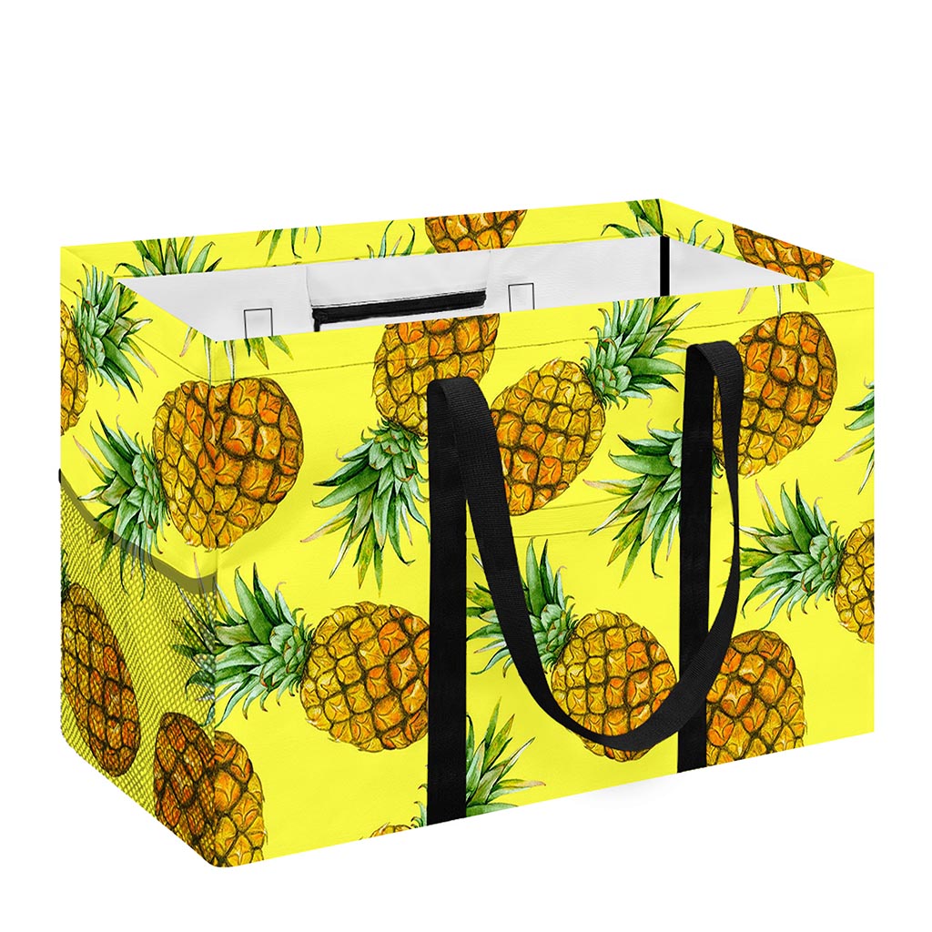 Pastel Yellow Pineapple Pattern Print Utility Tote Bag