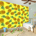 Pastel Yellow Pineapple Pattern Print Wall Sticker