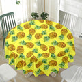 Pastel Yellow Pineapple Pattern Print Waterproof Round Tablecloth
