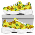 Pastel Yellow Pineapple Pattern Print White Chunky Shoes