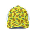 Pastel Yellow Pineapple Pattern Print White Mesh Trucker Hat