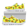 Pastel Yellow Pineapple Pattern Print White Running Shoes