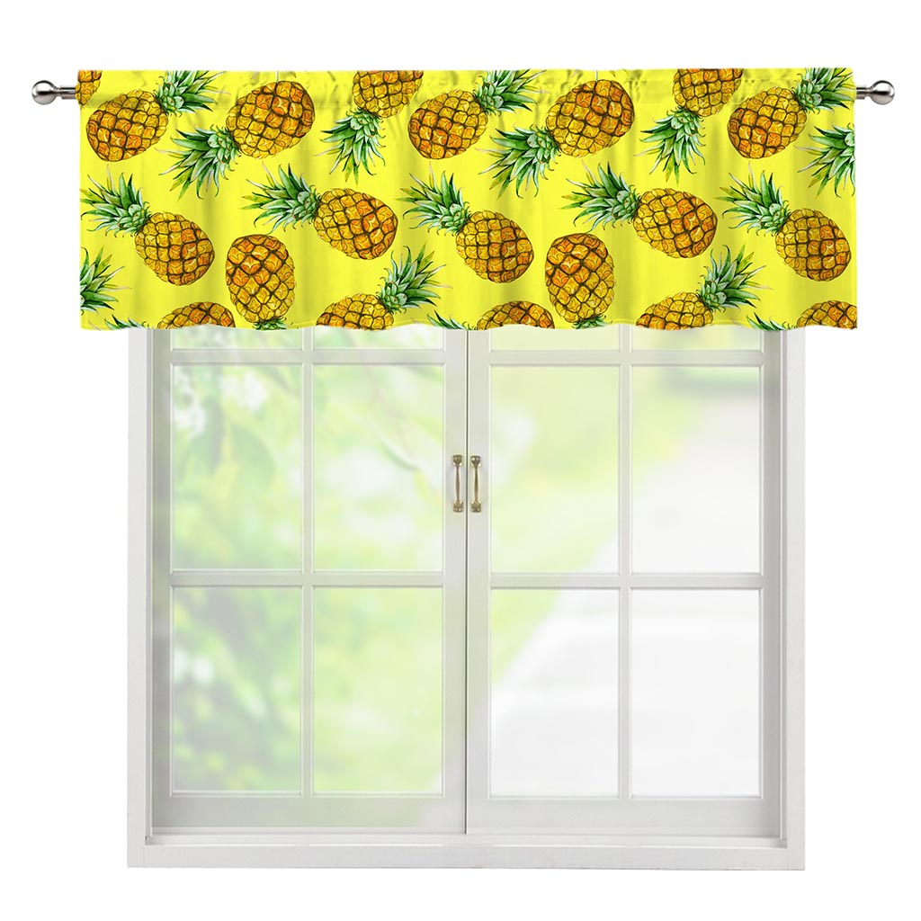 Pastel Yellow Pineapple Pattern Print Window Valance