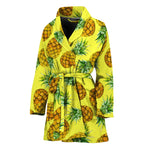 Pastel Yellow Pineapple Pattern Print Women's Bathrobe