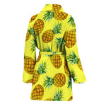 Pastel Yellow Pineapple Pattern Print Women's Bathrobe