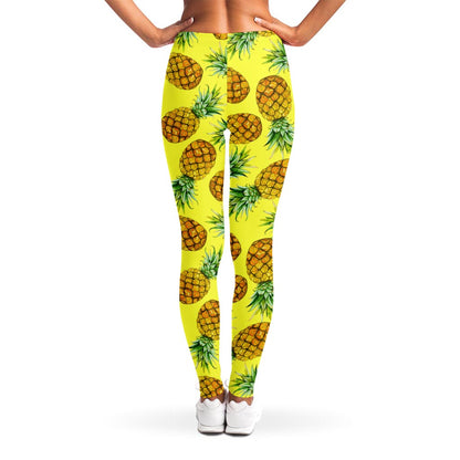 Pastel Yellow Pineapple Pattern Print Women's Leggings