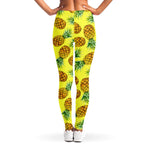 Pastel Yellow Pineapple Pattern Print Women's Leggings