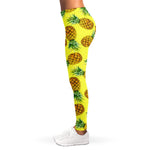 Pastel Yellow Pineapple Pattern Print Women's Leggings