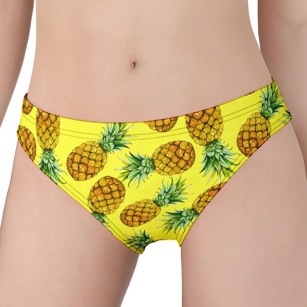 Pastel Yellow Pineapple Pattern Print Women's Panties