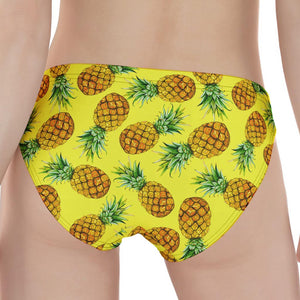 Pastel Yellow Pineapple Pattern Print Women's Panties