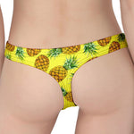 Pastel Yellow Pineapple Pattern Print Women's Thong