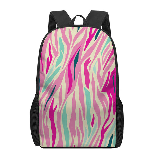 Pastel Zebra Pattern Print 17 Inch Backpack
