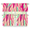 Pastel Zebra Pattern Print 3 Piece Kitchen Curtains