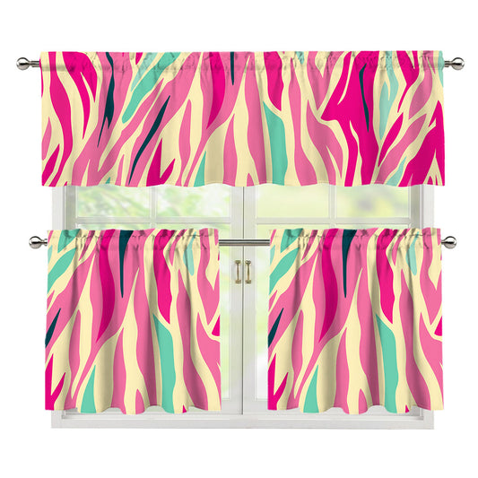 Pastel Zebra Pattern Print 3 Piece Kitchen Curtains