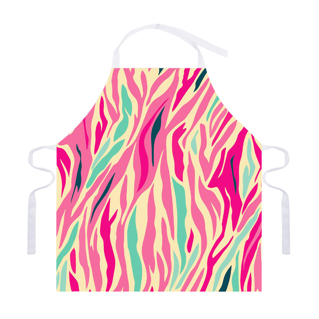 Pastel Zebra Pattern Print Adjustable Apron
