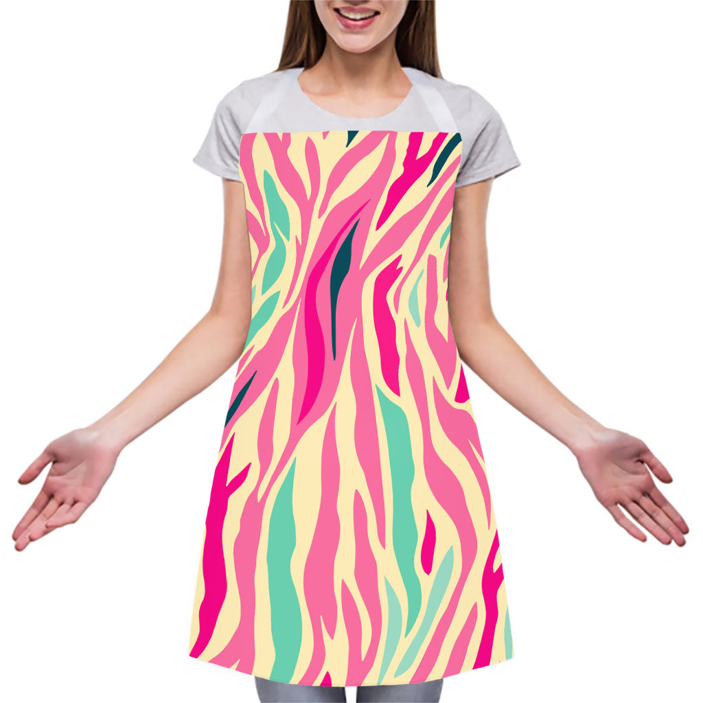 Pastel Zebra Pattern Print Adjustable Apron