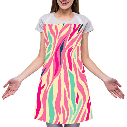 Pastel Zebra Pattern Print Adjustable Apron