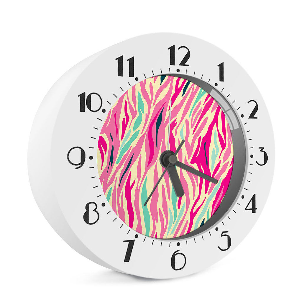 Pastel Zebra Pattern Print Alarm Clock