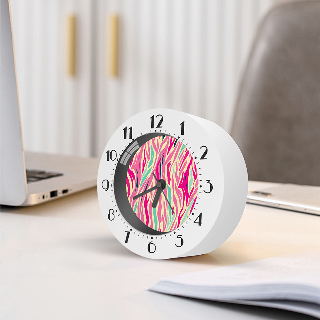 Pastel Zebra Pattern Print Alarm Clock