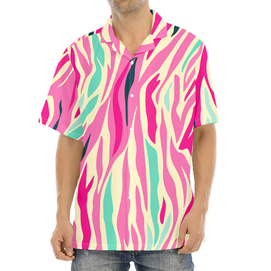 Pastel Zebra Pattern Print Aloha Shirt