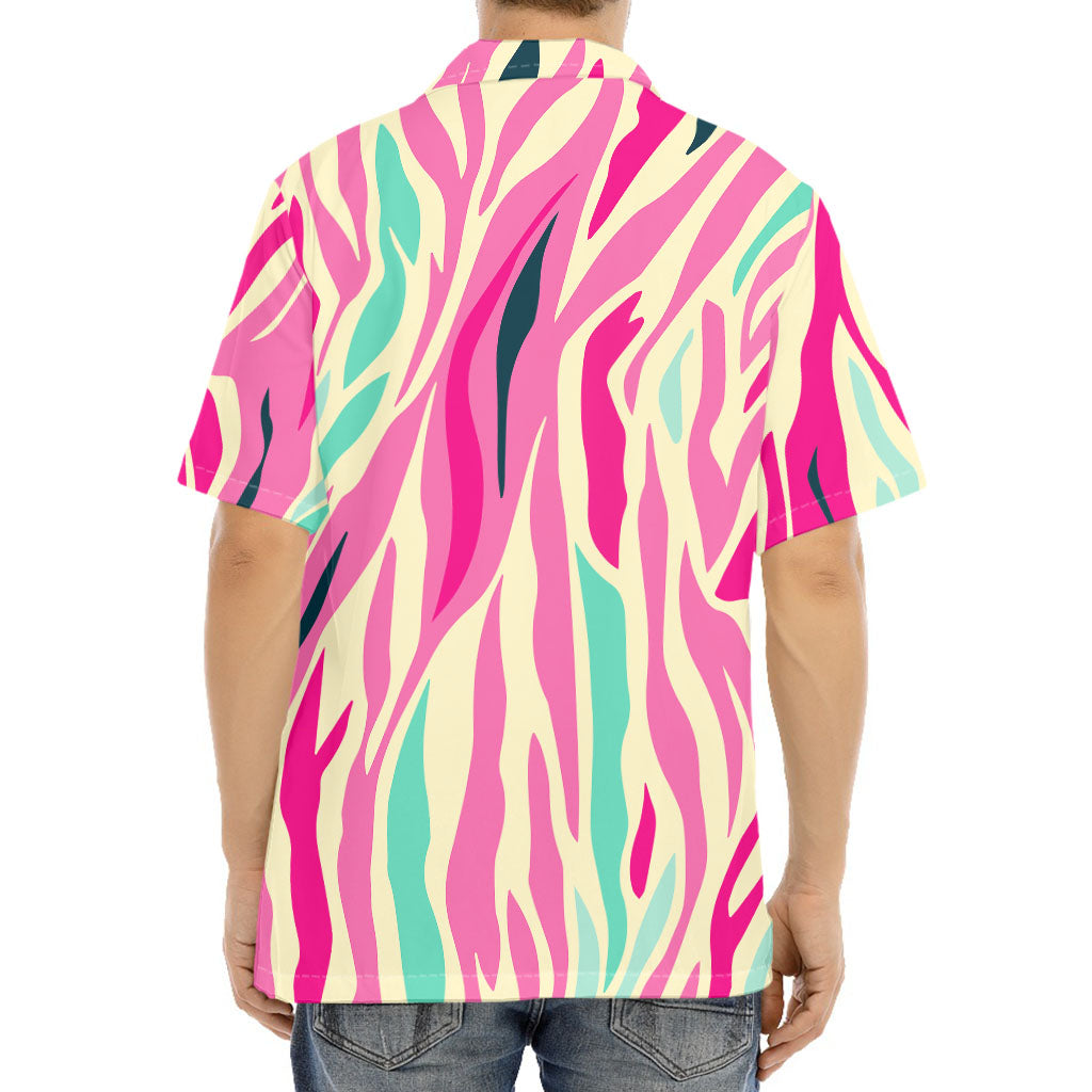 Pastel Zebra Pattern Print Aloha Shirt
