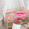 Pastel Zebra Pattern Print Baby Crib Sheet
